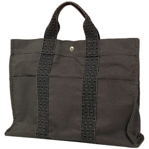 HERMES Ale MM Handbag H Logo Tote Bag Nylon Canvas Grey